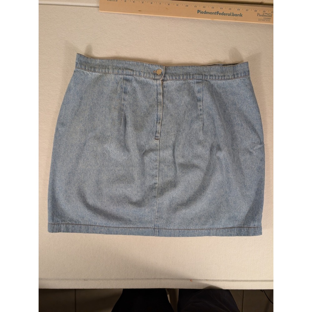 Vintage Fredericks of Hollywood Denim Mini Skirt Light Wash Blue Sz 18